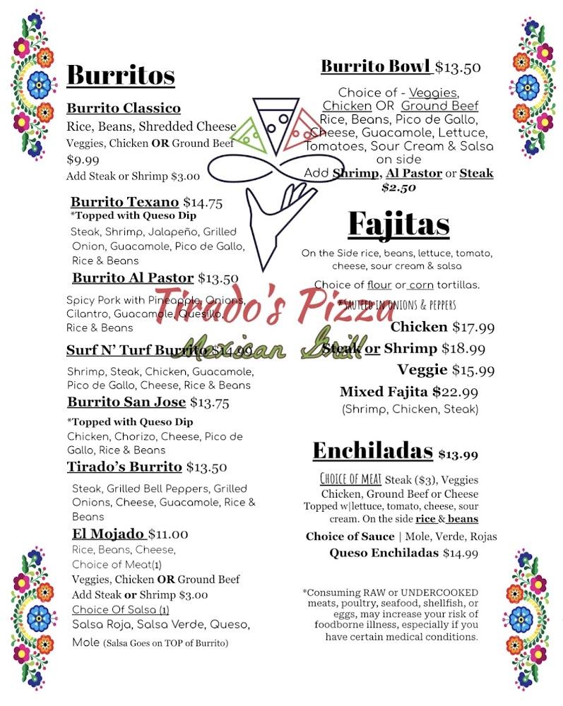 Tirado's Pizza Mexican Grill Menu image 2