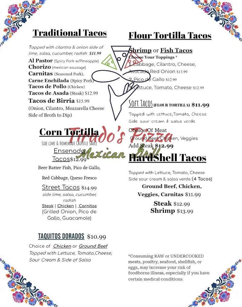 Tirado's Pizza Mexican Grill Menu image 3